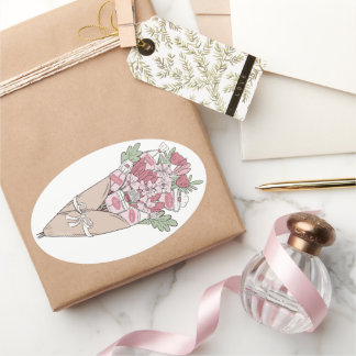 どんな言語の花の束でも愛する 楕円形シール