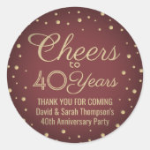 どんな記念日でもお祝いできる エレガントなバーガンディーとゴールド ラウンドシール (正面)