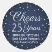 どんな記念日でもお祝いを エレガントなネイビーブルーとホワイト ラウンドシール (正面)