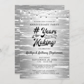 どんな記念日でも使えるシルバー ブラック ストリング ライト 招待状 (正面/裏面)