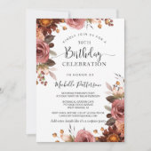 どんな誕生日でも、 ブラッシュとバーガンディーのフラワーウェディング 招待状 (正面)