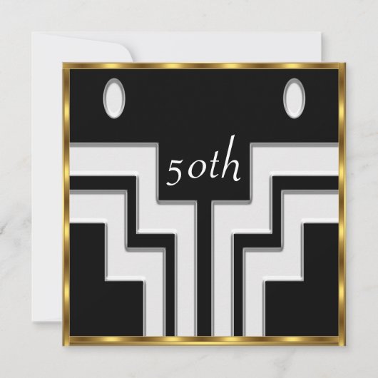 どんな誕生日パーティー 白 黒 招待状 (正面)