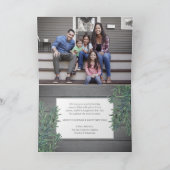 どんな1年だったのでしょう！ 11枚の写真のクリスマスの緑と木 シーズンカード (内部)