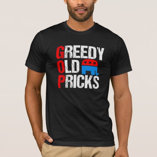 どん欲で古いPricksのおもしろいな反共和党員GOPの風刺 Tシャツ (正面)