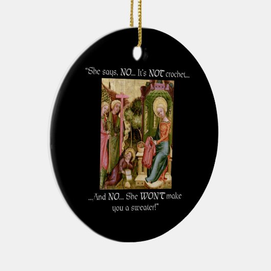 ないかぎ針編みのおもしろいな中世編み物 セラミックオーナメント (右)