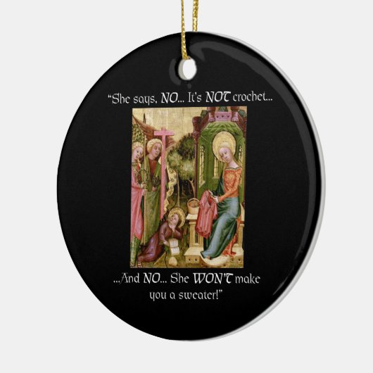 ないかぎ針編みのおもしろいな中世編み物 セラミックオーナメント (左)