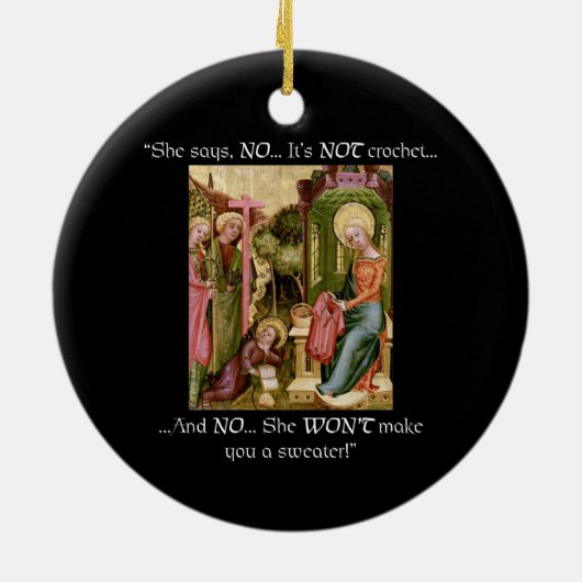 ないかぎ針編みのおもしろいな中世編み物 セラミックオーナメント (裏面)