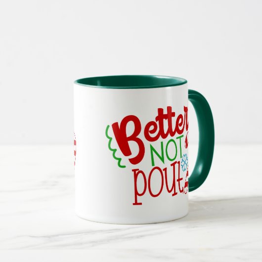 ないふくれっ面のクリスマスの休日の単語の芸術のマグをよくして下さい マグカップ (正面右)