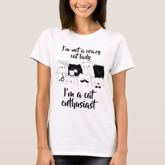 ない熱狂するな//猫の女性猫の熱狂者 Tシャツ (正面)