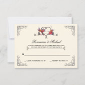  なげなわマのまわりにイハート応答カード 招待状 (正面)