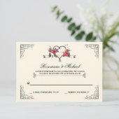 なげなわマのまわりにイハート応答カード 招待状 (スタンド正面)