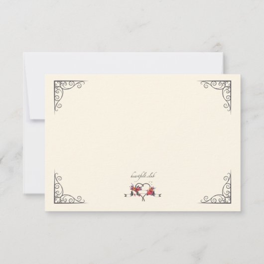  なげなわマのまわりにイハート応答カード 招待状 (裏面)