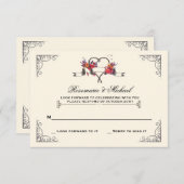 なげなわマのまわりにイハート応答カード 招待状 (正面/裏面)