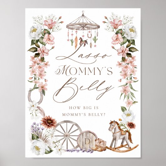 なげなわママのお腹ワイルドウェスタン赤ちゃんシャワー ポスター (正面)