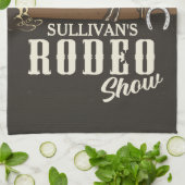 なげなわロープ丸めADD NAME Western Rodeo Show キッチンタオル (折り畳み)