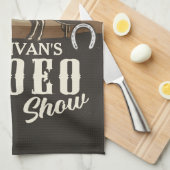 なげなわロープ丸めADD NAME Western Rodeo Show キッチンタオル (四つ折り)