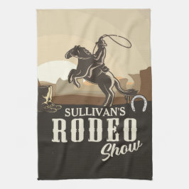なげなわロープ丸めADD NAME Western Rodeo Show キッチンタオル