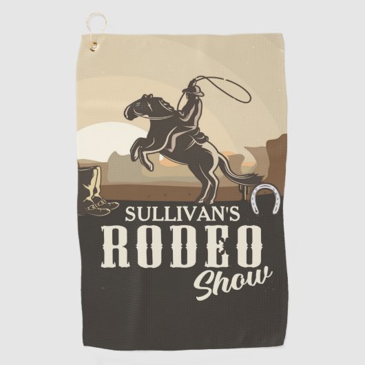 なげなわロープ丸めADD NAME Western Rodeo Show ゴルフタオル (正面)