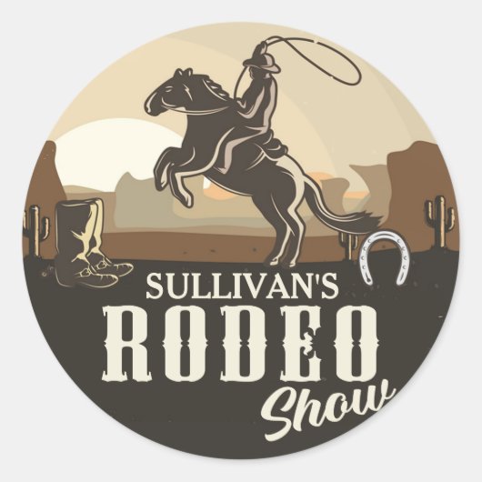 なげなわロープ丸めADD NAME Western Rodeo Show ラウンドシール (正面)