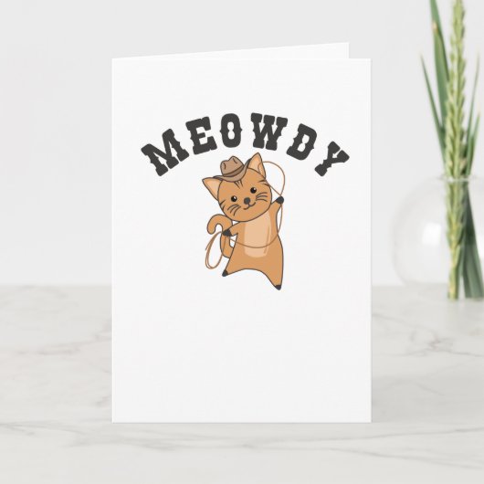 なげなわ可愛い猫とハウディなカウボーイ カード (正面)