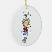 なげなわ女性のカーボーイTシャツとギフト セラミックオーナメント (右)