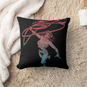 なげ疑問に思なわ赤い青のグラデーションラインアートを持つ女性 クッション (ブランケット)