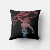 なげ疑問に思なわ赤い青のグラデーションラインアートを持つ女性 クッション (裏面)