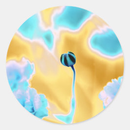 なごむ色の花柄ステッカー ラウンドシール