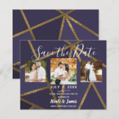 なす紫金ブロンズ幾何学SaveDate (正面/裏面)