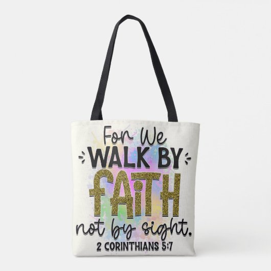 なぜなら私たちは信仰によって歩くのであって見るものではないからだ トートバッグ (裏面)