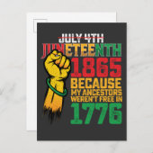 なぜなら私の先祖は1776年7月4日に解放されなかったからだ インビテーションポストカード (正面/裏面)