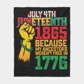 なぜなら私の先祖は1776年7月4日に解放されなかったからだ フリースブランケット (正面)