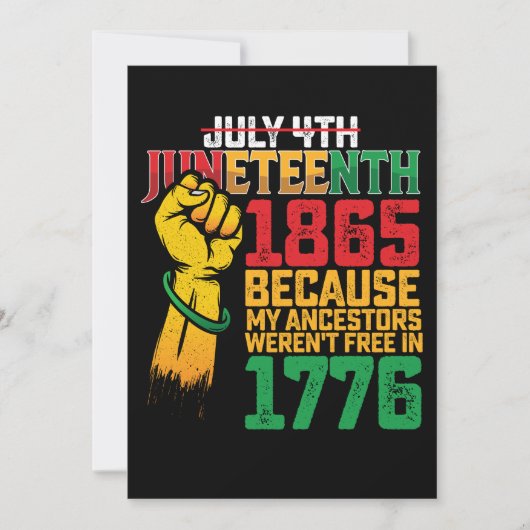 なぜなら私の先祖は1776年7月4日に解放されなかったからだ 招待状 (正面)