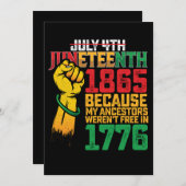 なぜなら私の先祖は1776年7月4日に解放されなかったからだ 招待状 (正面/裏面)