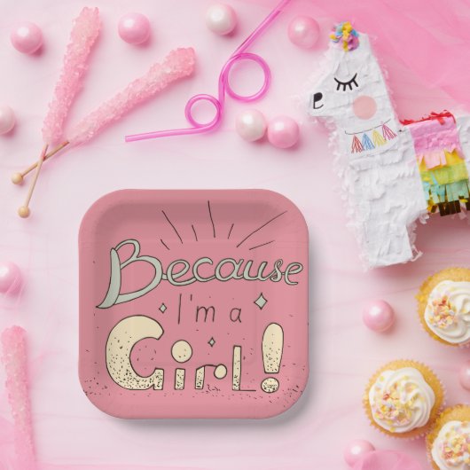 なぜなら私は女の子フェミニスト引用文 ペーパープレート (パーティー)