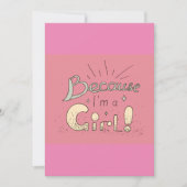 なぜなら私は女の子フェミニスト引用文 招待状 (正面)