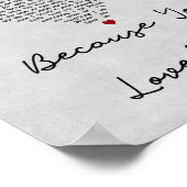 なぜなら私を愛したグレーハートソング歌詞プリント ポスター (角)