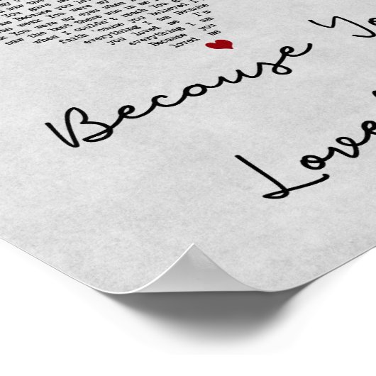 なぜなら私を愛したグレーハートソング歌詞プリント ポスター (角)