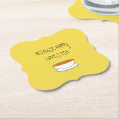 なぜならhappyお茶のスローガン、日本のスタイルカップ ペーパーコースター (アングル)