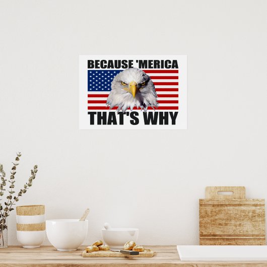 なぜなら'MERICA THAT WHY US Flag Poster (large) ポスター (キッチン)