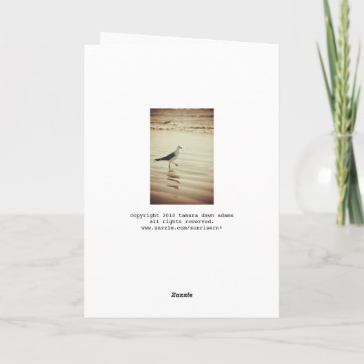 なぜカモメはビーチを渡った？誕生日カード カード (裏面)