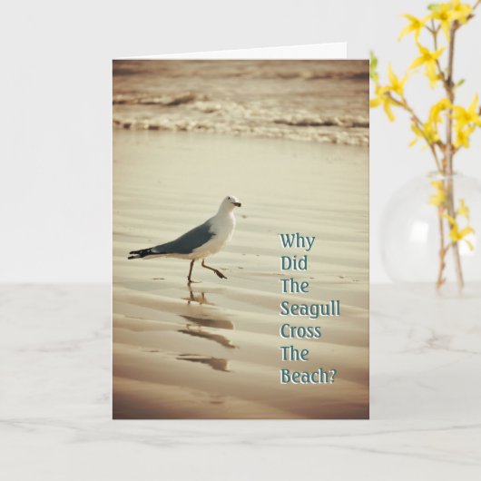 なぜカモメはビーチを渡った？誕生日カード カード (黄色い花)