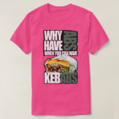 なぜケバブを持つことができるのに腹筋を持っている Tシャツ (デザイン正面)