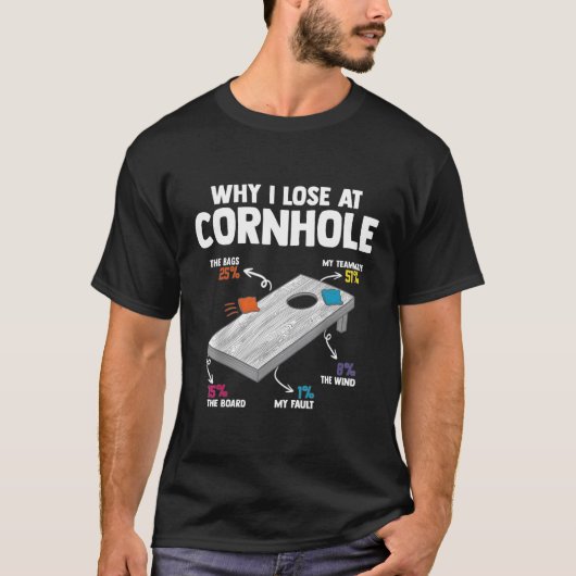 なぜコーンホールで負けるのか Tシャツ (正面)