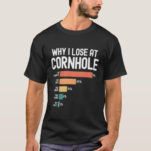 なぜコーンホールで負けるのか Tシャツ (正面)