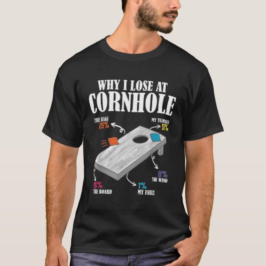 なぜコーンホールで負けるのか Tシャツ (正面)