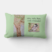 なぜハローザリトル《鳥》アメリカゴガラ淡い色のグリーン ランバークッション (正面)