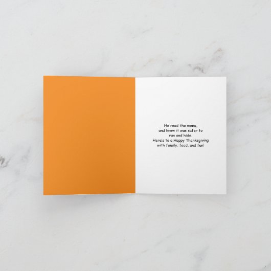 なぜ七面鳥は隠れていた?彼は読メニューだ!おもしろい カード (内部)