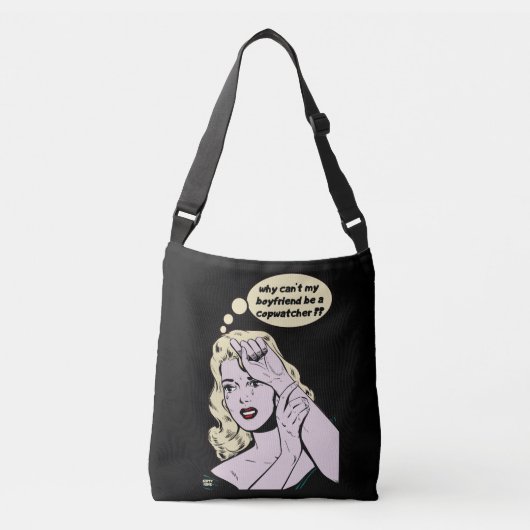「なぜ彼氏は警官になれないのおもしろい?」 クロスボディバッグ (正面)