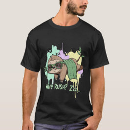 なぜ急ぐの？ んー… 怠け者のサングラス ラクダ Tシャツ